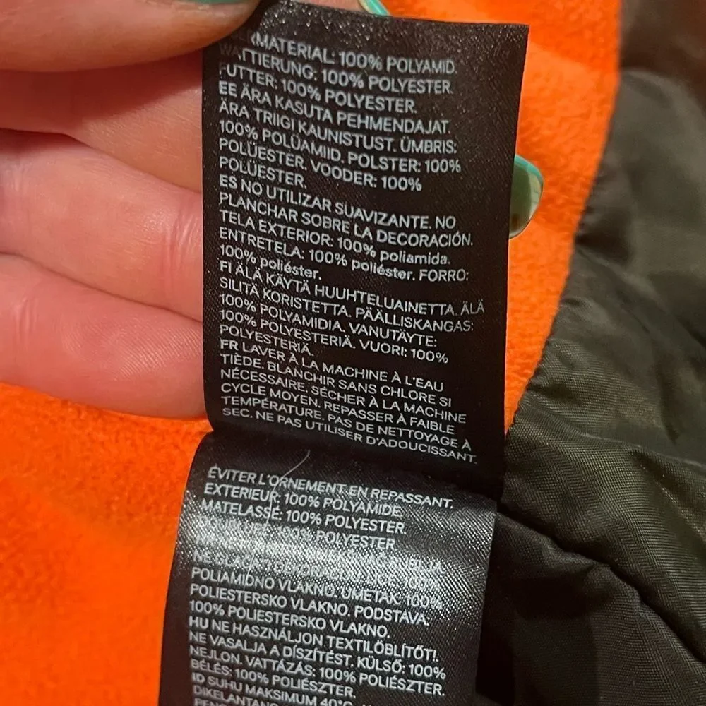 H&M Boys Windbreaker Jacket Full-Zip Lined Zipper Pockets Black Orange Size 7-8Y